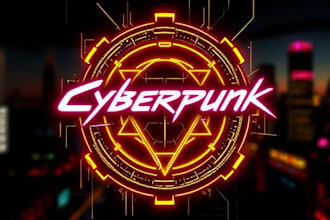 create futuristic cyberpunk style or mecha logo for you