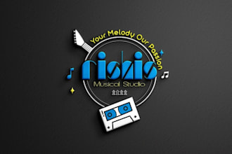 design awesome podcast, dj music, radio, studio logo
