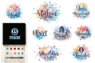 design a watercolor logo and brand kit