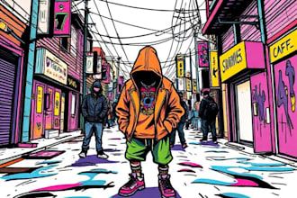 create unique streetwear, edgy, artsy tshirt designs
