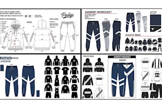 design manufacturer ready fashion tech pack for active wear sportwear tracksuit