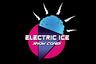 do pictorial perfect logo for an 80 s themed snow cone stand