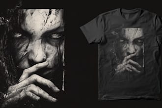 draw dark art, illustration, horror, skull, t shirt metal