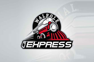 create a steam engine train corporate logo for a hockey team