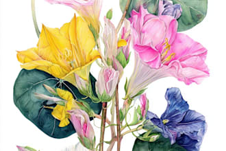 make botanical illustrations with tropical and exotic plants