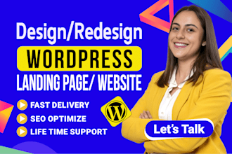 design, redesign responsive landing page, wordpress website using elementor pro