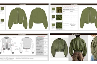 design fashion tech pack for active wear street wear clothing tech pack design