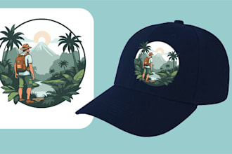 design a cool hat or caps with your own idea with mock up