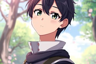 draw cartoon, anime, super hero portrait or concept art