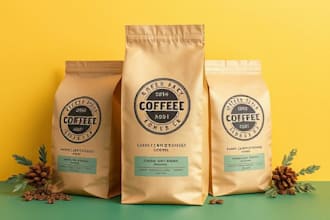 do aesthetic coffee bag packaging, stickers and label design
