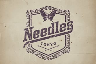 design a unique vintage needles logo for your brand