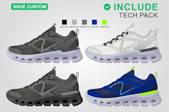 make a custom shoe or sneaker design with tech pack