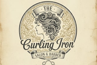 design a stunning vintage hair logo for your brand