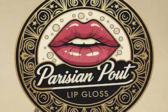 design a unique vintage lip gloss logo for your brand