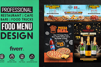 design a modern and unique menu design for your restaurant