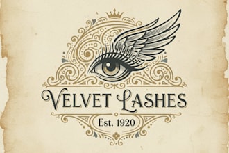 design a stunning vintage eyelash logo for your brand