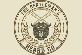design a unique vintage beard logo for your brand