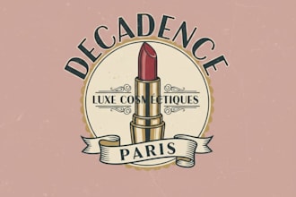 design a unique vintage lipstick logo for your brand