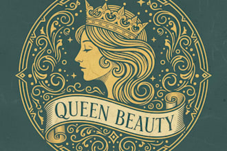 design a stunning vintage queen beauty logo for your brand