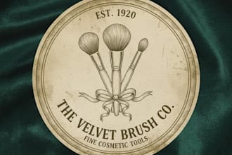 design a unique vintage makeup brushes logo for your brand