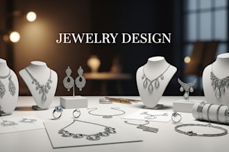 create custom jewelry designs and digital sketches for rings necklaces