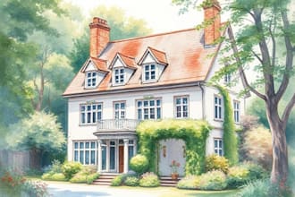 create a watercolor house portrait of your home