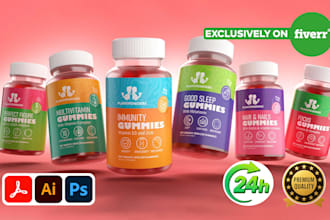 create professional supplement, hemp, vitamin,  design with 3d mockups