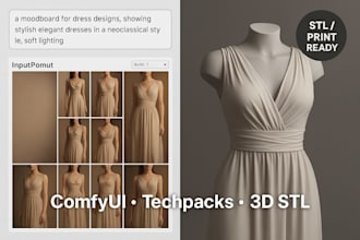 prototype fashion collections with comfyui, 3d models and techpacks