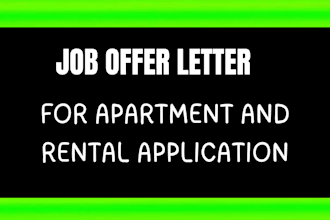 write job offer letter for apartment and rental application