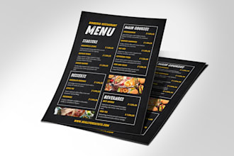 design food menu, bar menu, digital menu board and food flyer