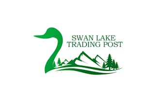 design suitable swan lake trading post logo
