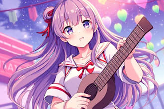 draw anime illustration, vtuber art, visual novel, wallpaper and book cover