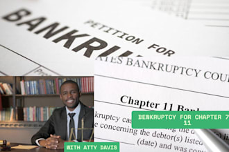 prepare full court documents for chapter 7, 11 and 13 bankruptcy