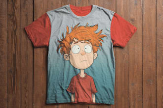 create cartoon retro illustration for t shirt