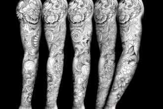 do  realistic tattoo design, full sleeve tattoo art