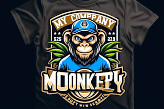 design premium vintage monkey esport mascot logo t shirt design
