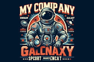 design premium vintage vintage galaxy astronaut sport mascot logo t shirt design