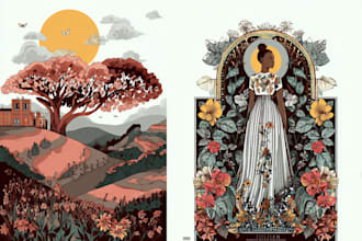 draw an art nouveau illustration for custom projects