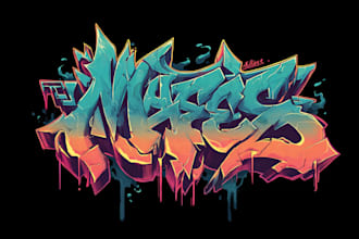 create graffiti text style logo for you