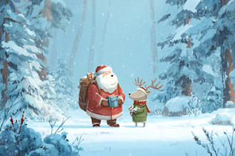 draw christmas kids book illustrations and kids cover illustration