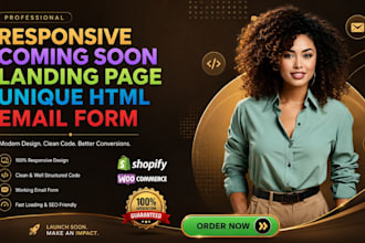 create responsive html landing page coming soon waitlist shopify wordpress wix