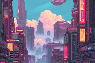 design breathtaking cyberpunk cityscapes in a futuristic