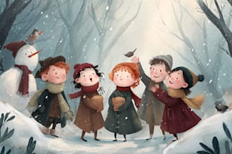 illustrate children story book illustration, christmas story book illustration