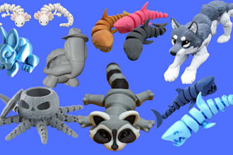 sculpt 3d articulated model, flexi toy, fidget toy, 3d bjd doll for 3d printing