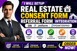 setup real estate consent form referral form integration on jotform pointerpro