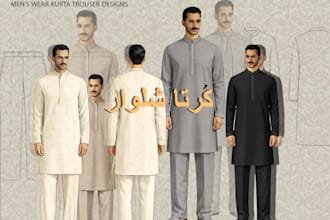 design shalwar kameez fashion illustration and textile print