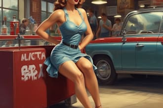 pin up girl and pin up girl illustration