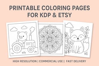 create printable coloring pages for KDP and etsy