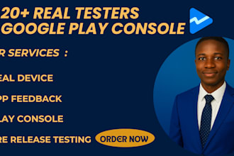 provide 12, 20 real tester for goggle play console, closed testing, android app