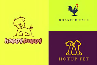 design unique, cute pet, cat, app, dog, horse, animal, gaming, vetenary logo